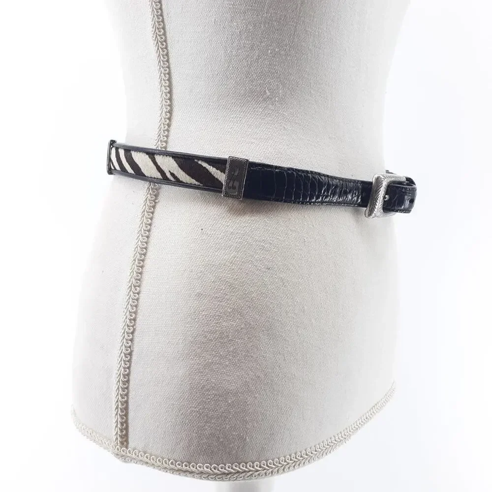 Vintage Brighton Calf Hair Fur Zebra leopard Croc Medium Belt M